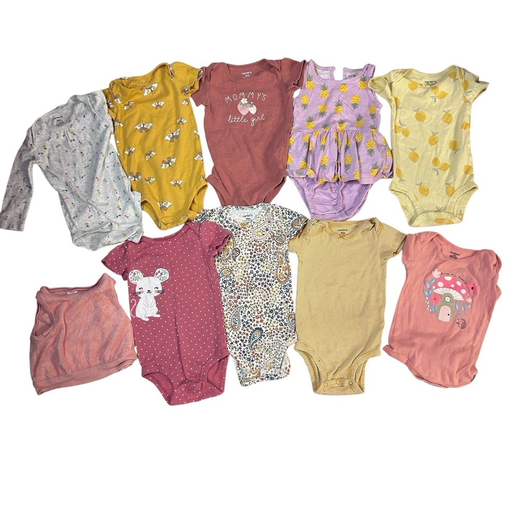 Girls Baby Bundle 6-9 Months Carter's Lot 10 Pc Set Summer Tops Shirts‎ Spring